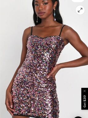 Lulu's Multicolor Sequin Party Dress